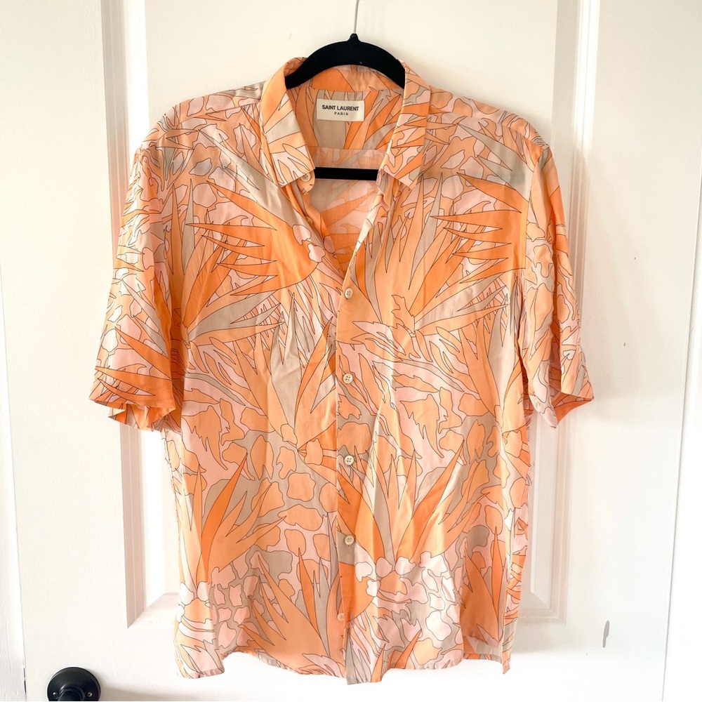 Saint Laurent Men's Tropical Orange Shirt